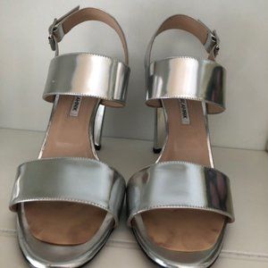 Manolo Blahnik Silver Chunk Sandals